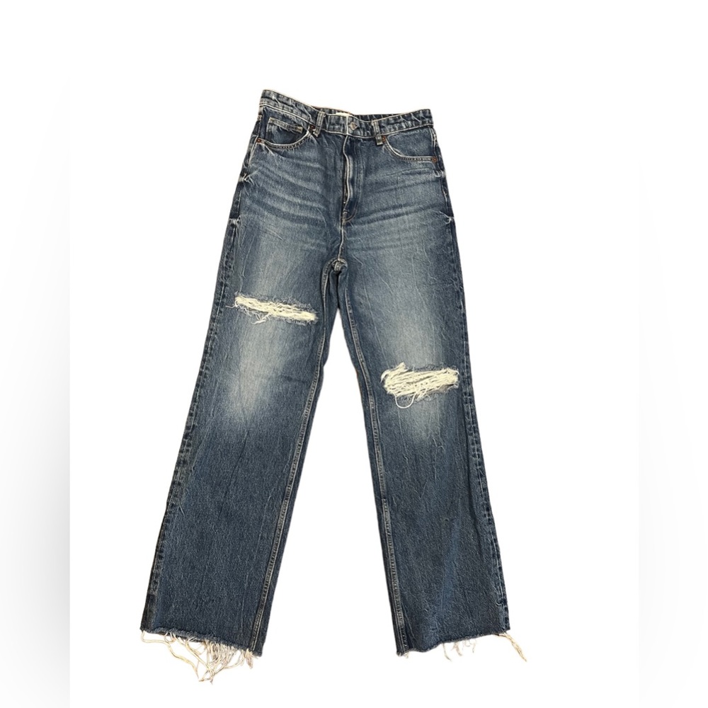 High waist distressed jeans